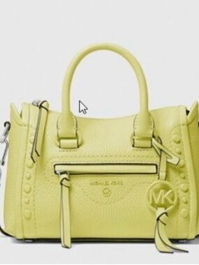 Michael Kors Lemon Yellow Pebbled Leather Crossbody Satchel